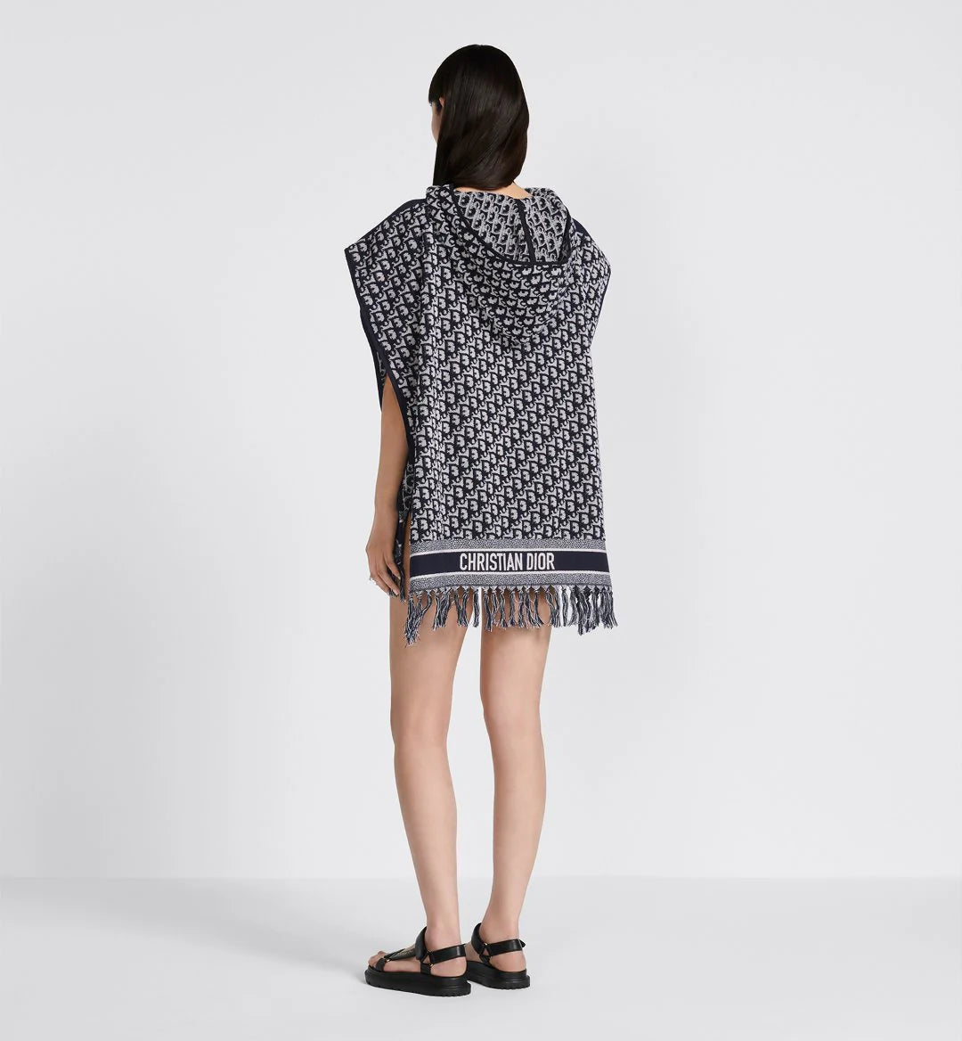 CH 530 Printed poncho style hooded fleece cape shawl - SAIMWEAR