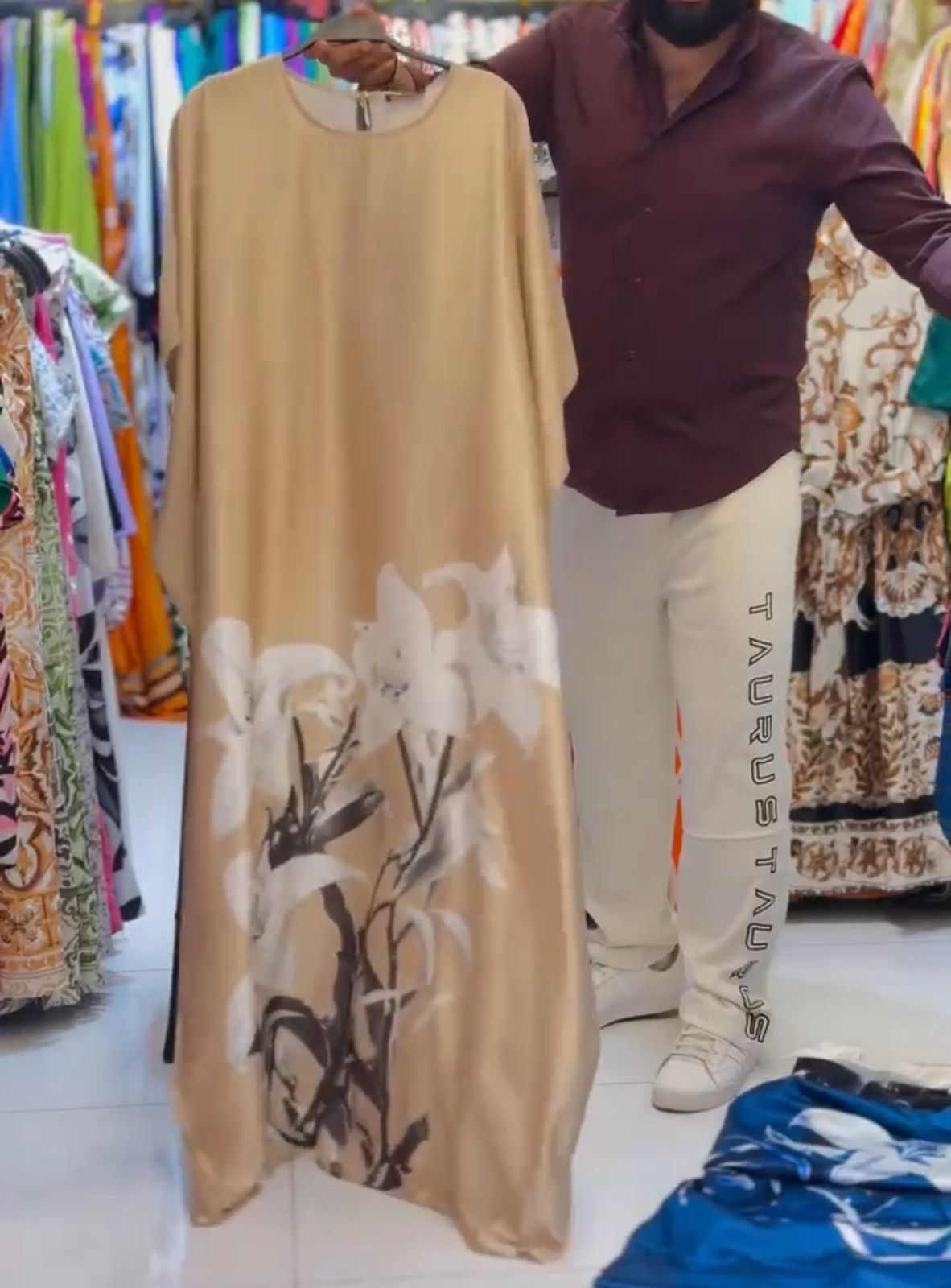 CH 551 Silk Kaftaan Dress - Saimwear