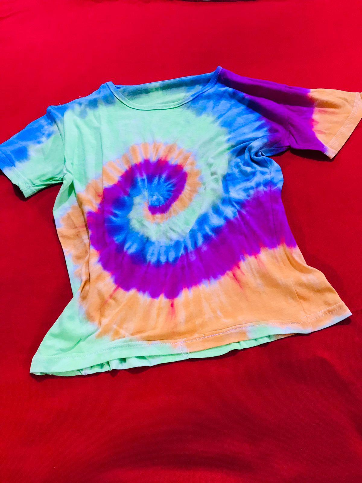 Round Neck Rainbow Tie Die - saimwear