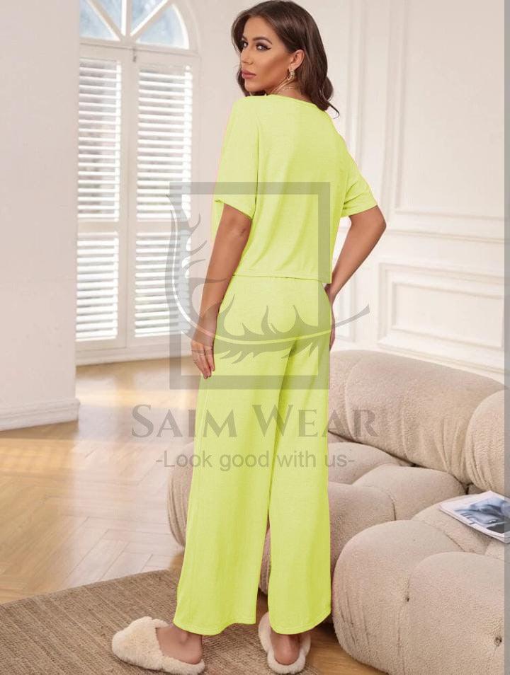 Loose Pattern Plazzo Lounge Round Neck Half Sleeves SW-0022 - saimwear