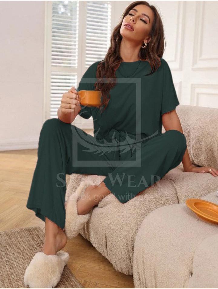 Loose Pattern Plazzo Lounge Round Neck Half Sleeves SW-0022 - saimwear