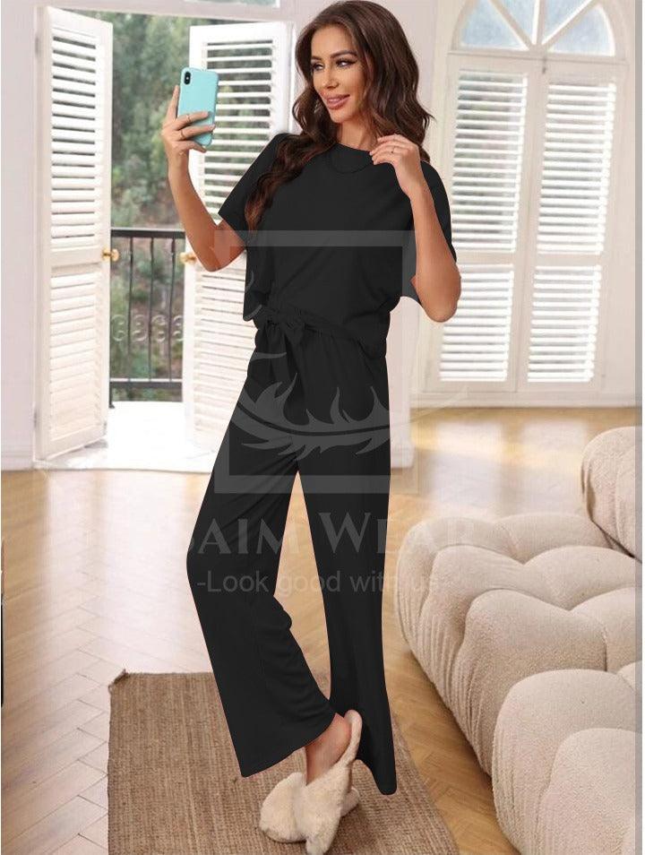 Loose Pattern Plazzo Lounge Round Neck Half Sleeves SW-0022 - saimwear