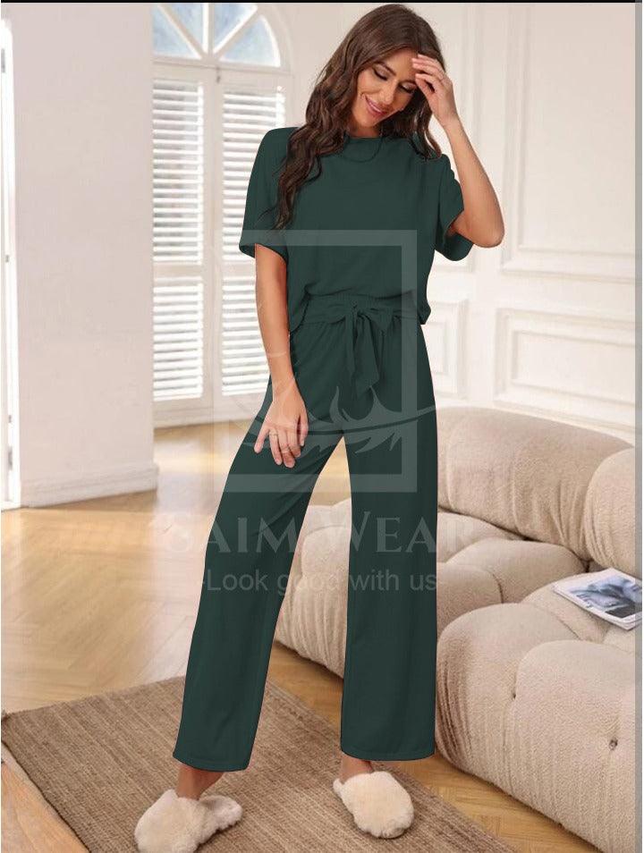 Loose Pattern Plazzo Lounge Round Neck Half Sleeves SW-0022 - saimwear