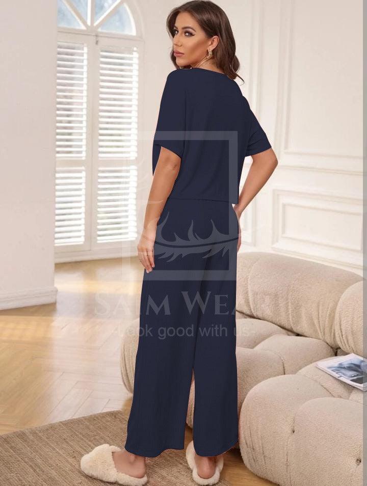 Loose Pattern Plazzo Lounge Round Neck Half Sleeves SW-0022 - saimwear