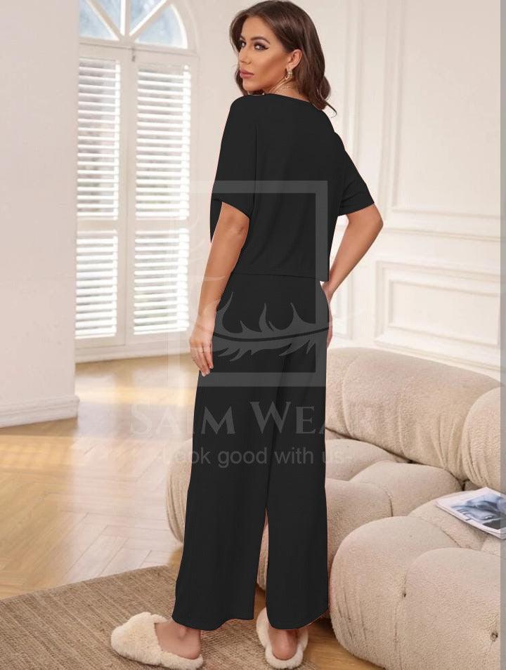 Loose Pattern Plazzo Lounge Round Neck Half Sleeves SW-0022 - saimwear