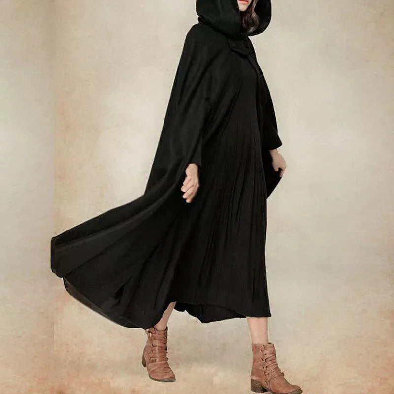 Saimwear women's stylish long cape cloak hooded Coat Hoodies PonchoWarm Cosplay Outwear Windbreaker CH-330 - saimwear