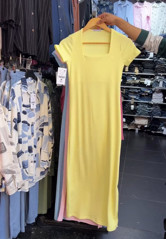 CH -571  Square Neck Style Soft Dress - Saimwear