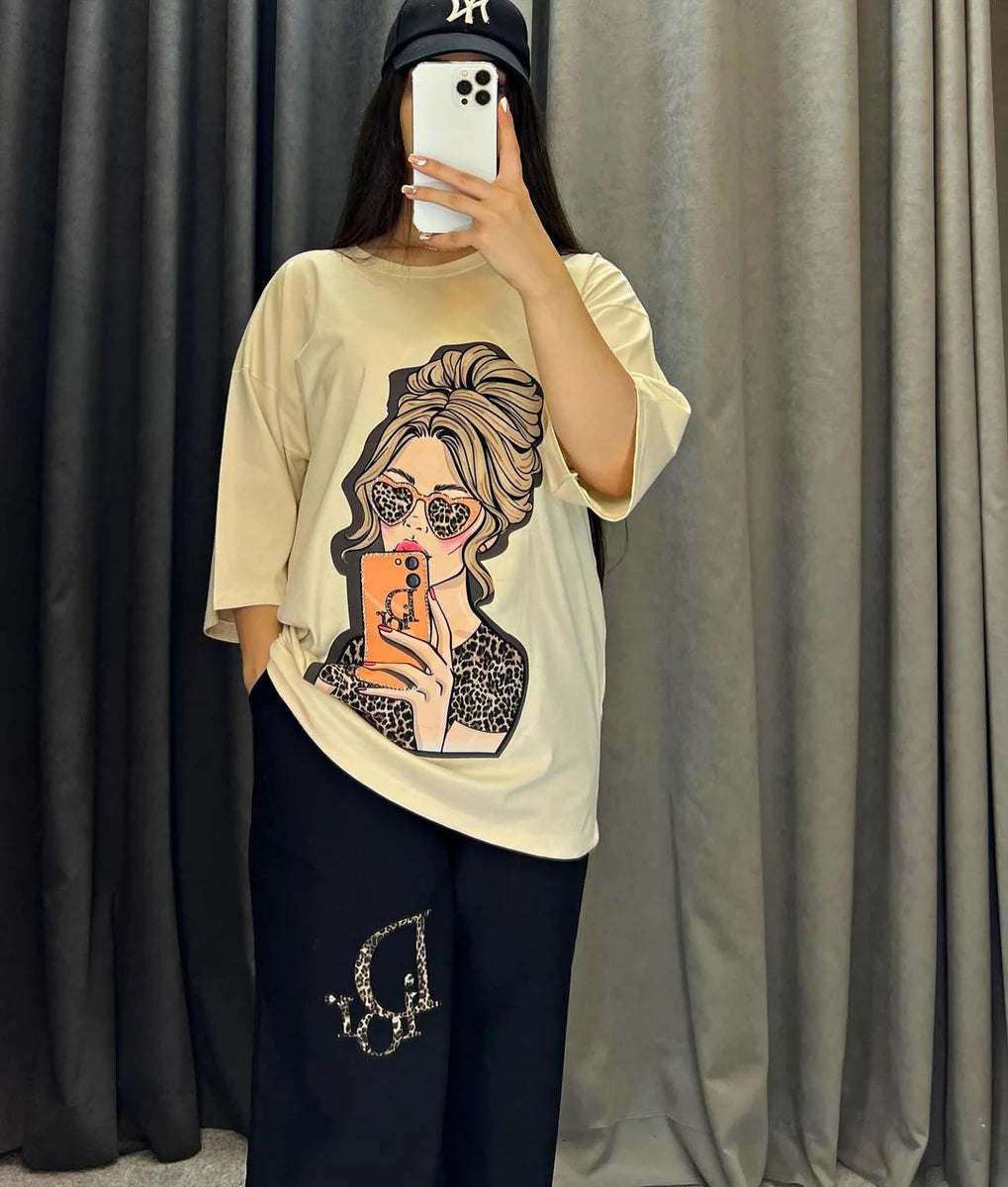 CH # 436 Printed Drop-Shoulder Tee Trousers (Print 3)