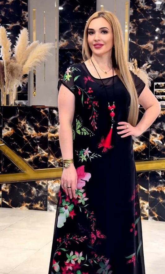 CH 570 - 2 Piece Floral Printed Party Dress - Saimwear
