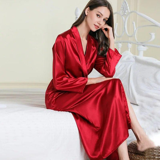 Saimwear 2 Piece Set Pajamas for Women Silk Satin Pajama Set with Kimono Robe LY#102
