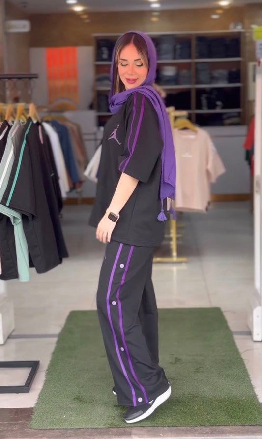 Saimwear Sides Button Style T-Shirt And Jogger Pant CH 440