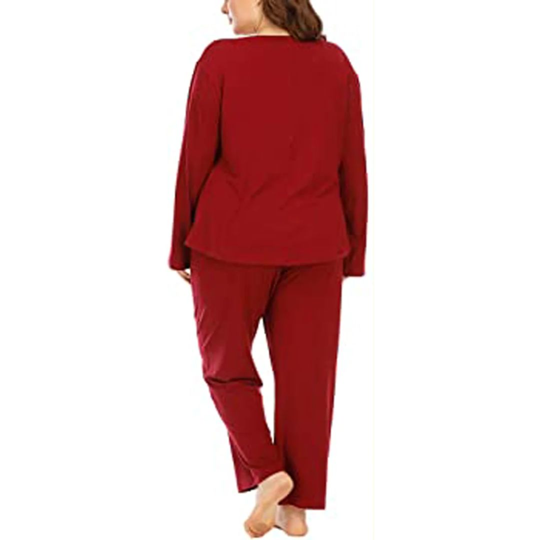 Long Sleeves Plus Size Pajama Set Ch # 65 - saimwear