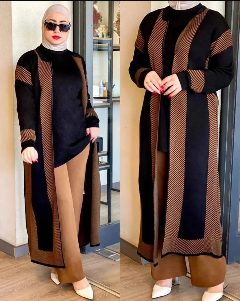 Saimwear Ready To Wear 3 Pcs Winter Fleece Long Cardigan Outfit CH-331 - saimwear