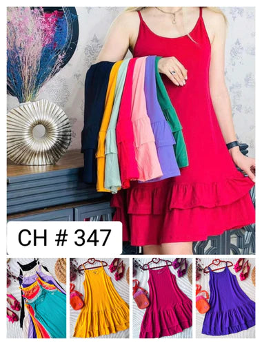 Ch # 347 Fluttering Frills Summer Top Breathable Cotton Jersey Casual Wear - saimwear