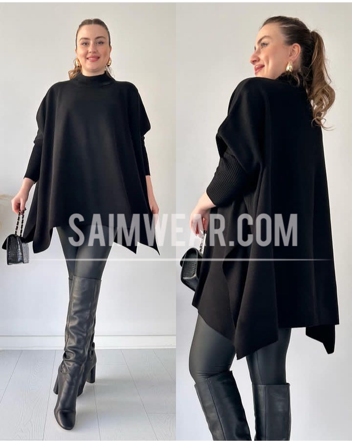 Saimwear Batwing Style Fleece Shawl Poncho CH-395