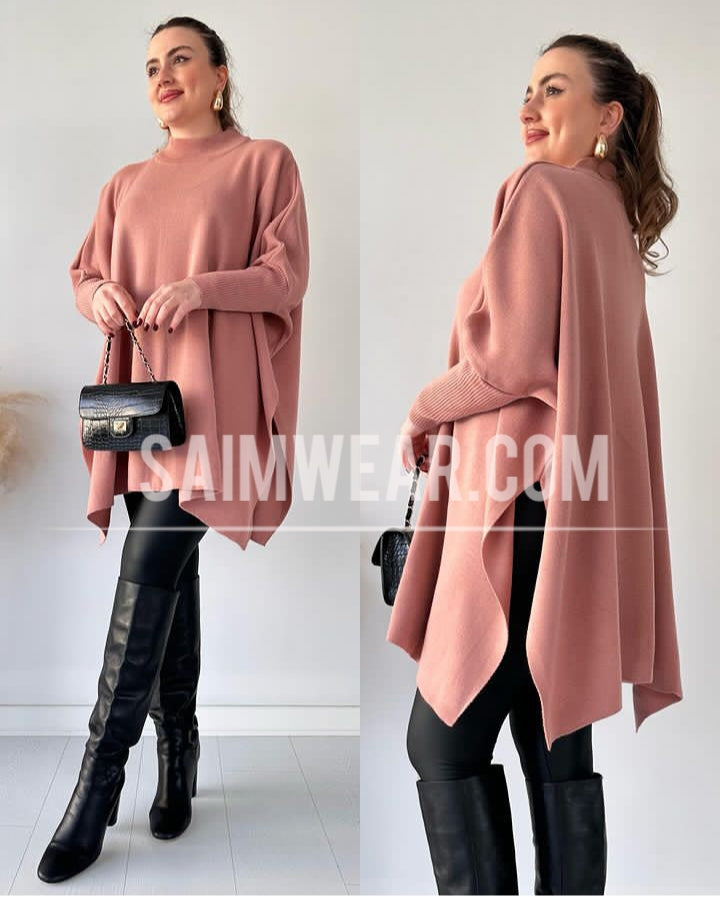 Long sleeve poncho sweater hotsell