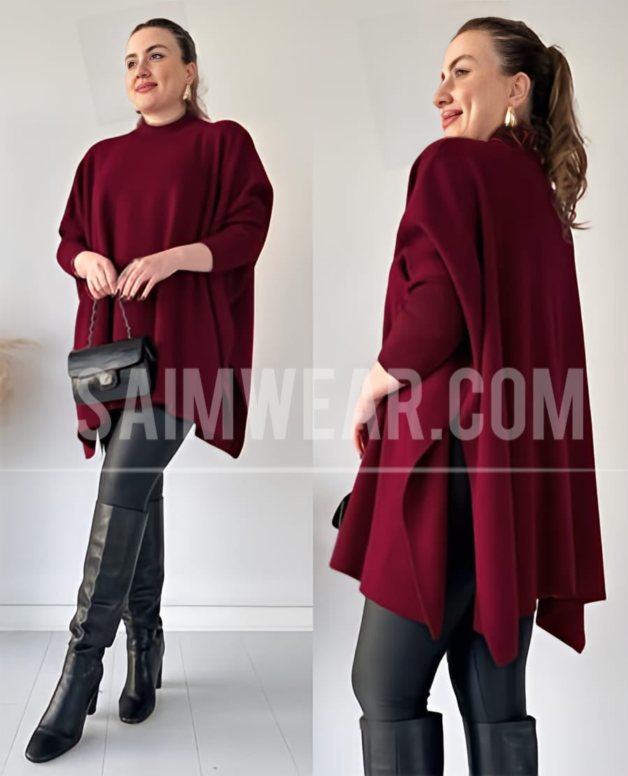 Saimwear Batwing Style Fleece Shawl Poncho CH-395