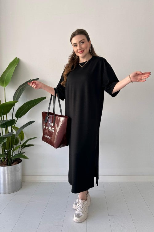 CH 547 Casual Modal Drop Shoulder Dress - Saimwear