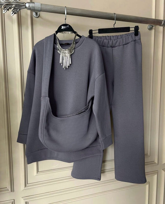 Saimwear Winter Fleece Co-Ords: Stylish Black 2-Piece Set With