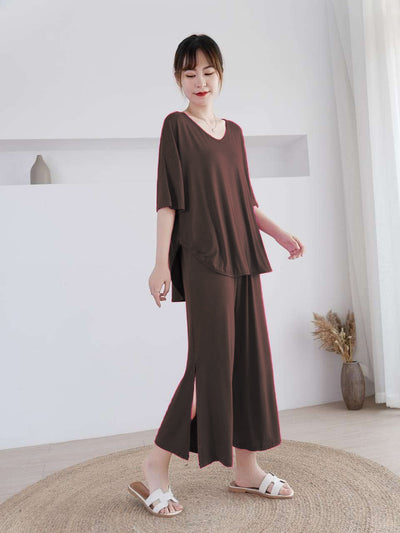 CH # 345  Cool And Comfy Open Cut Loose Trousers And Half Sleeves Top Loungewear