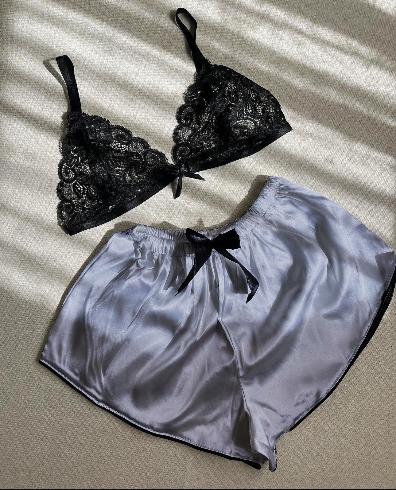 P67 Silk Short With Net Bra Night Wear Set.