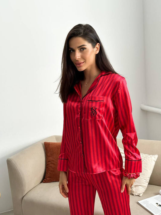 D 8 | Luxury Printed Silk Pajama Set For Women | SAIMWEAR
