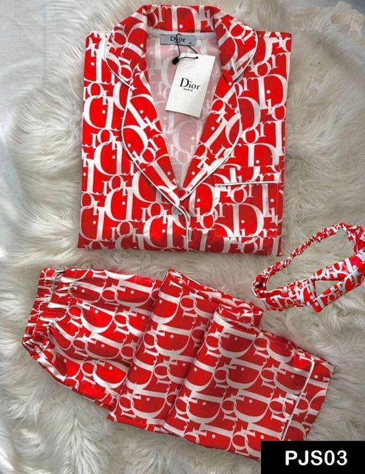 D 9 | Luxury Printed Silk Pajama Set For Women | SAIMWEAR