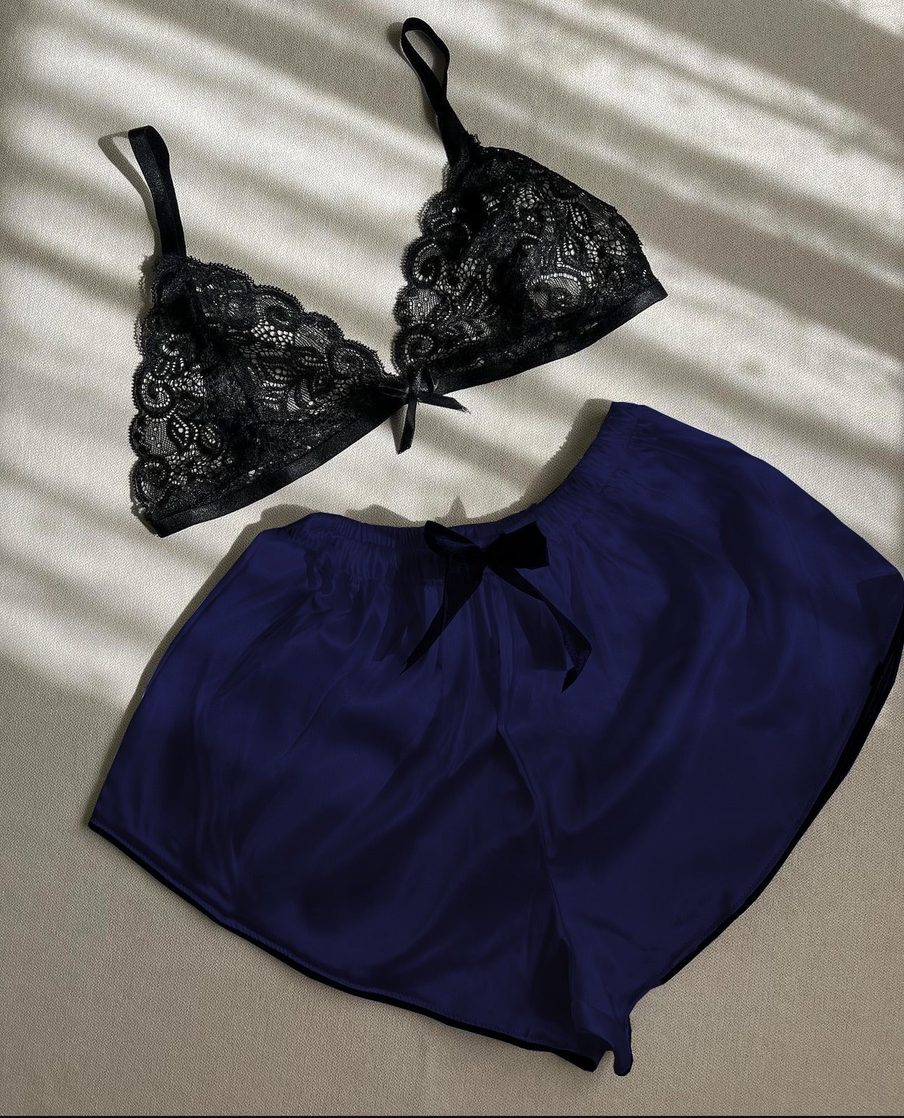 P67 Silk Short With Net Bra Night Wear Set.