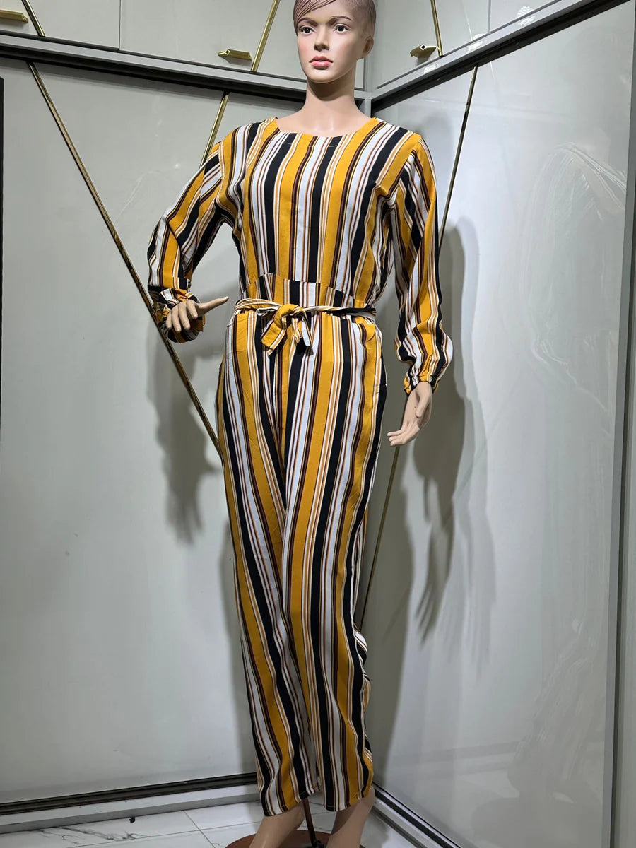Saimwear Stripes Style Linen Jumpsuit LY-100