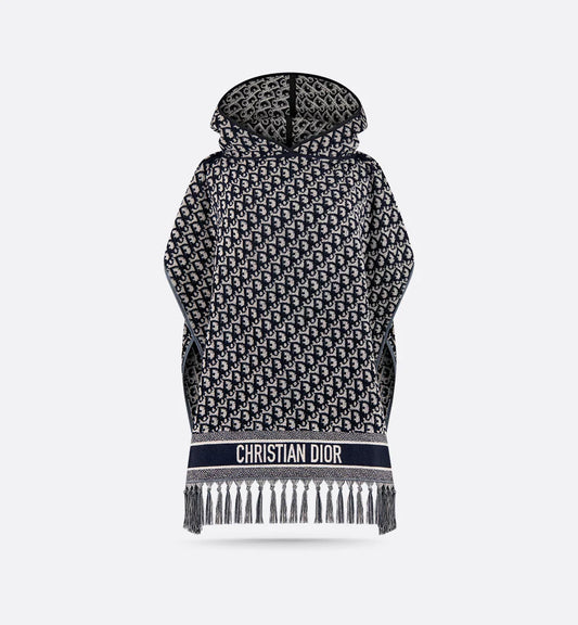 CH  530 Printed poncho style hooded fleece cape shawl - SAIMWEAR