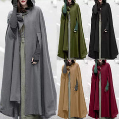 Saimwear women's stylish long cape cloak hooded Coat Hoodies 