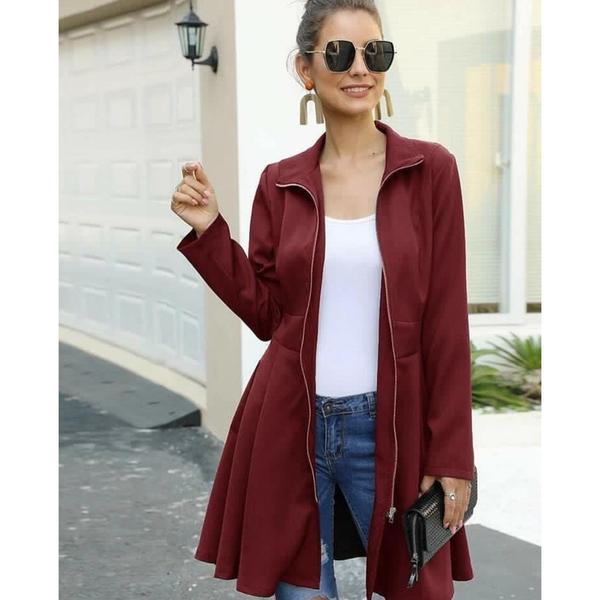 Long Fallin Zipper Fleece Coat Chw # 14 - saimwear